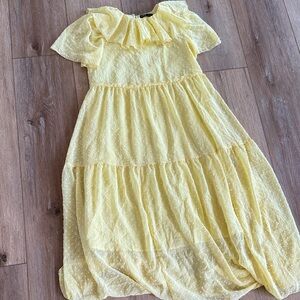 SHEIN Yellow Ruffle Tiered Maxi Dress